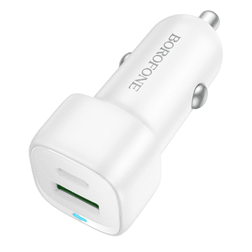 Borofone Adapter BZ34B avtopolnilec Type C (20W) USB A (18W) PD 38W QC 3.0 - bijela