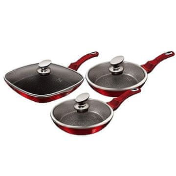 Berlingerhaus Set tava s mramornom površinom BH-6189 6 pcs Burgundy Metallic Line