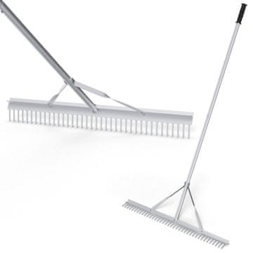 Northix Vrtne grablje od aluminija s glavom grablji širine 91 cm, 91 x 10 x 174 cm, srebrne boje