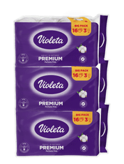 Violeta Premium toaletni papir, 3 sloja, pamuk, 3x16