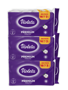 Violeta Premium toaletni papir, 3 sloja, pamuk, 3x16