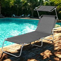 Aga Vrtni podesivi ležaljka s krovićem Siva