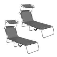 Aga 2x Vrtni ležaljka s nadstrešnicom Siva