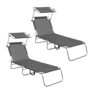 Aga 2x Vrtni ležaljka s nadstrešnicom Siva