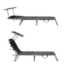 Aga 2x Vrtni ležaljka s nadstrešnicom Siva