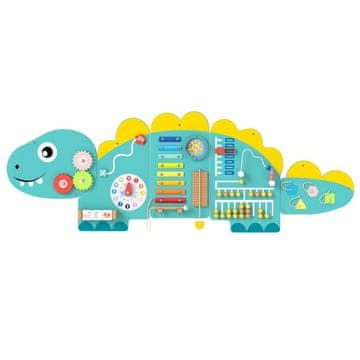 Northix 11-u-1 drveni Montessori zid aktivnosti 144x46 cm MDF dinosaur
