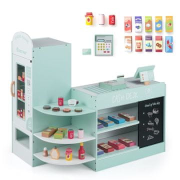 Northix Dječji supermarket set 89x57x88 cm blagajna i automat drveni