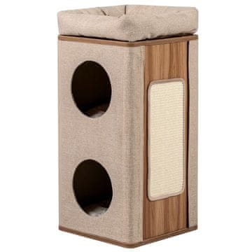 Northix Toranj za mačke 3 razine 38x38x77.5 cm sisal bež MDF