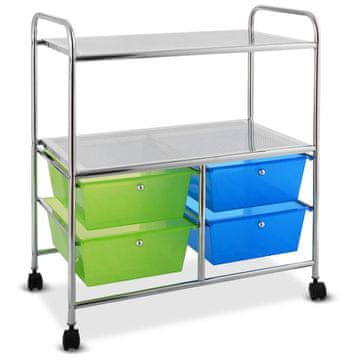 Northix Kolica na kotačiće s 4 ladice metalni okvir 58,5 x 37 x 75 cm