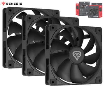 Genesis OXAL 120 ventilatora za kućište, 3 komada, 1300 okretaja u minuti, crni