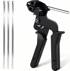 Vixson Alat za čelične vezice s rezačem, set pištolj + 100 inox vezica, nehrđajući čelik 201, precizno zatezanje i rez | ZIPFLEX