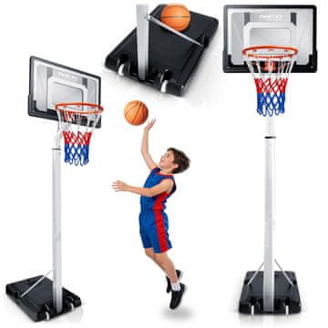 Neo-Sport Košarkaški koš 150-260 cm, podesivi, samostojeći, stabilni, mobilni, NS-281