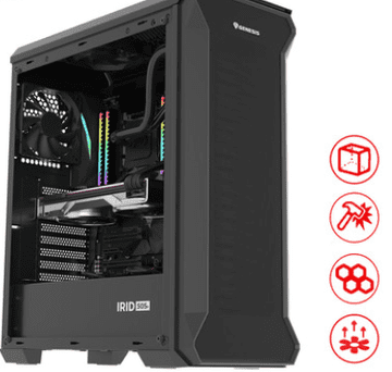 Genesis IRID 505F kućište za računalo, Midi Tower, 5x ventilatora, crno