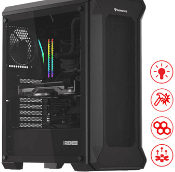 Genesis IRID 505 ARGB V2 kućište za računalo, Midi Tower, 4x ventilator, ARGB LED, crno