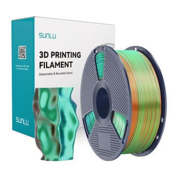 SUNLU Filament PLA+ svileni trobojni 1,75 mm 1 kg (narančasto-plavo-zeleno)
