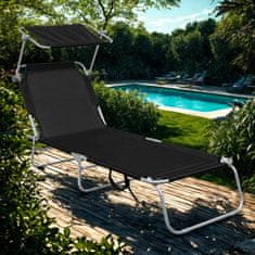Aga 2x Vrtni ležaljka s nadstrešnicom Crna