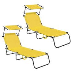 Aga 2x Vrtni ležaljka s nadstrešnicom Žuta