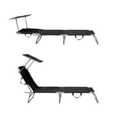 Aga 2x Vrtni ležaljka s nadstrešnicom Crna