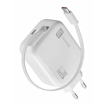 CellularLine Roller kućni punjač, GaN, 65 W, bijeli (ACHROLLUSBCGAN65WW)