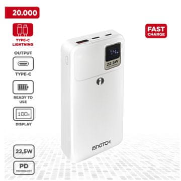 iSNATCH SMART vanjska baterija (Powerbank) 20.000 mAh super brzo punjenje