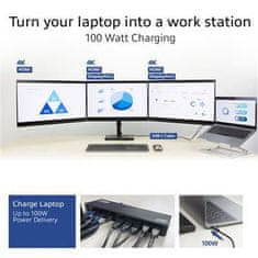ACT AC7048 univerzalna priključna stanica USB-C za 4K, 2 ili 3 HDMI/DisplayPort monitora, DisplayLink