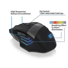 ACT AC5000 RGB 3200 DPI Crni igraći miš