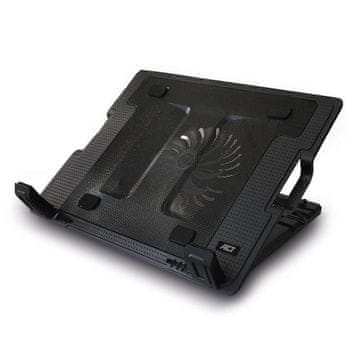 ACT AC8110 rashladni stalak za 17" laptop s 2-portnim HUB-om, do 17" LED, ventilator, crni