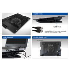 ACT AC8110 rashladni stalak za 17" laptop s 2-portnim HUB-om, do 17" LED, ventilator, crni