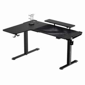 Ultradesk Gaming stol WINGER - crni, 111x155x60 cm, 75-122 cm, elektronički podesiv, RGB rasvjeta, držač za slušalice