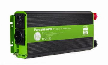 Gembird EG-PWC-PS1000-01 12V automobilski inverter s čistim sinusnim valom DC-AC 1000 W, 230V, USB