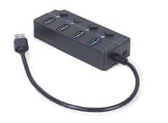 Gembird UHB-U3P1U2P3P-01 4-portni 1xUSB 3.1 + 3xUSB 2.0 HUB crni s prekidačima
