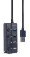 Gembird UHB-U3P1U2P3P-01 4-portni 1xUSB 3.1 + 3xUSB 2.0 HUB crni s prekidačima