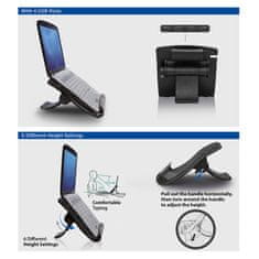 ACT AC8100 stalak za laptop do 17" podesiva visina (6 položaja) hub s 4 porta