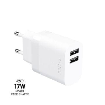 FIXED FIKSNI dvostruki USB putni punjač 17 W, bijeli FIXC17N-2U-WH