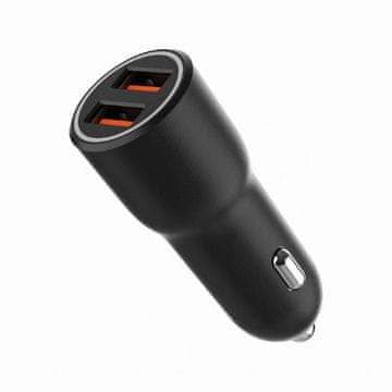 Gembird TA-UC-A2QC36-CAR-01 brzi auto punjač s 2 USB QC priključka, crni 36 W, 3A