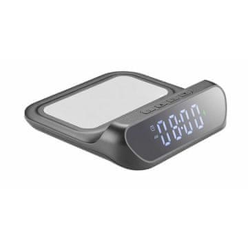 CellularLine stanica za punjenje s pametnim satom, 15 W, bežično punjenje, budilica, USB-C, crna (WIRELESSCLOCK2K)