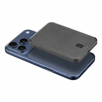 CellularLine Prijenosna baterija MAG Airy, 5000 mAh, 15 W, crna (PB5000SSQI25WK)