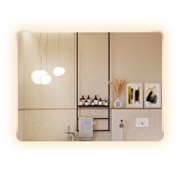 Northix LED kupaonsko ogledalo 80x60 cm 3 boje svjetla protiv zamagljivanja