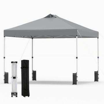 Northix Sivi pop-up paviljon 3x3 m Oxford tkanina podesiva visina