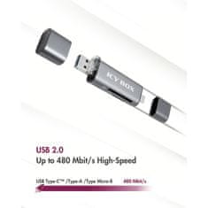 IcyBox IB-CR200-C čitač kartica USB-C SD / microSD + USB hub