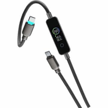 CellularLine USB kabel, TFT zaslon, USB-C, 240 W, 1,2 m, crni (USBDATATFTC2C12K)