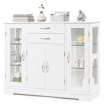 Northix Ormarić 107x30x82 cm bijeli MDF sa staklom i ladicama
