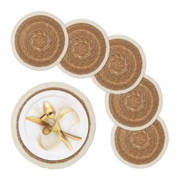 Northix Set od 6 okruglih podmetača od vodenog zumbula 30 cm ručno rađeni