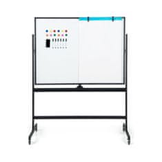 Northix Dvostrana mobilna bijela ploča 120x90 cm s postoljem crna