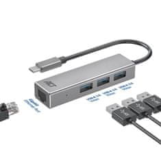 ACT AC7055 USB-C Hub 3 USB A 3.2 porta s Gigabyte Ethernetom, siva boja