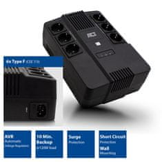 ACT AC2300 Linijski interaktivni UPS 600VA sa 6 uzemljenih utičnica, 120W, alarm, AVR