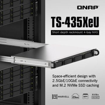 Qnap NAS poslužitelj, 1U rack-mount (kratki), 4 GB RAM-a, 10 Gb mreža