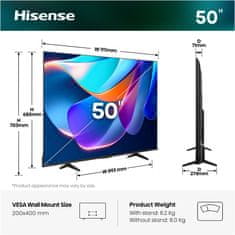 Hisense 50A6S TV, 4K UHD, Smart TV, 60Hz