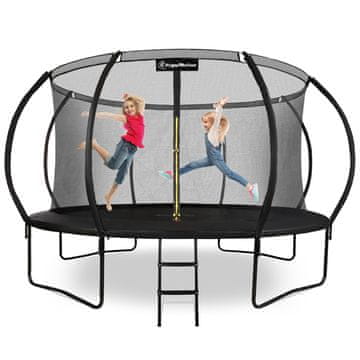HyperMotion Dječji trampolin promjera 430 cm s unutarnjom mrežom - nosivost 150 kg, za korisnike starije od 3 godine, ljestve za ulazak, otpornost na UV