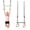 HyperMotion Gimnastički trapez za djecu s drvenom prečkom i obručima - podesiva užad 94 – 160 cm, nosivost 50 kg, vanjska igra i vježbe